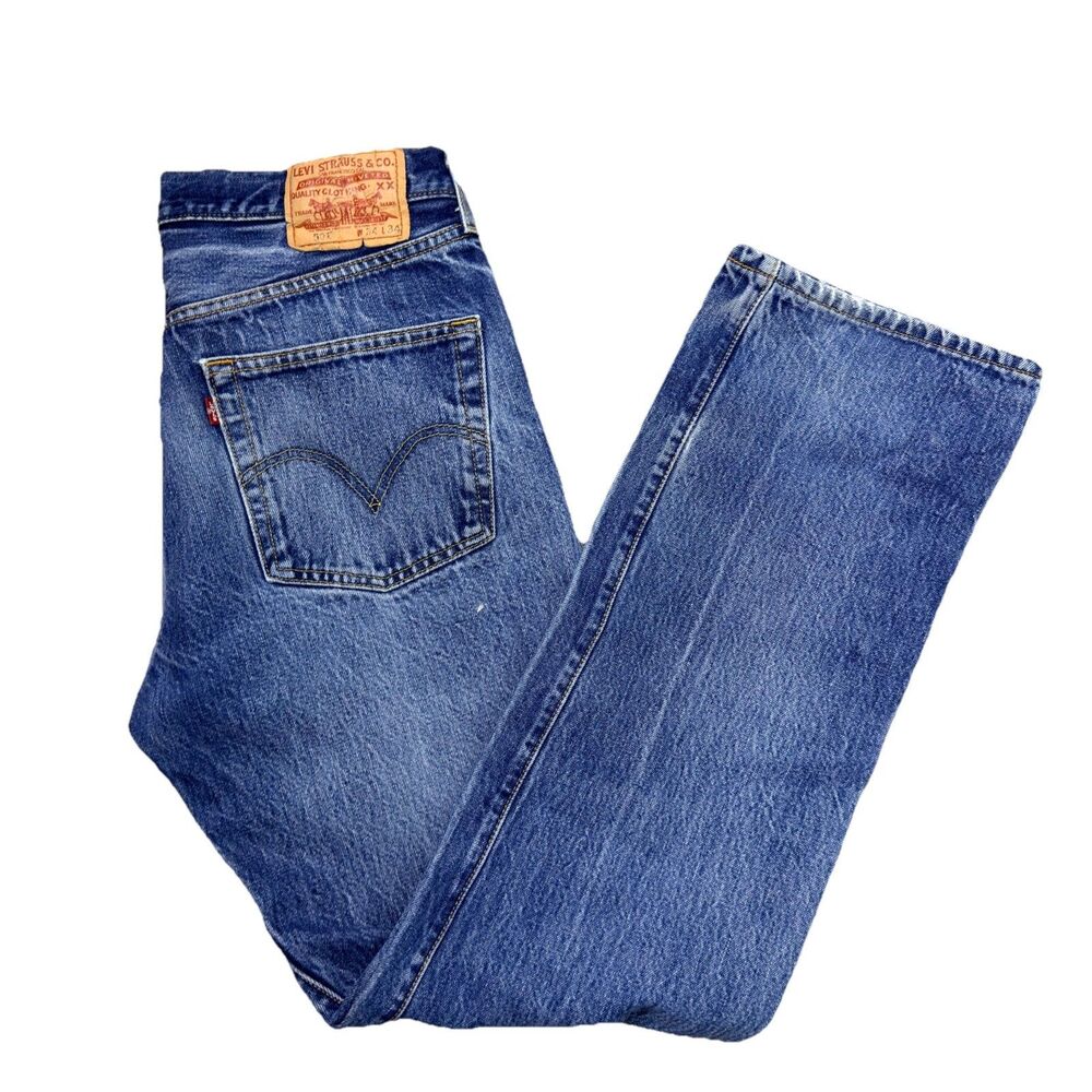 Vintage Levis Men's 501 XX Jeans Blue Distressed Button Fly Straight Leg 32x31